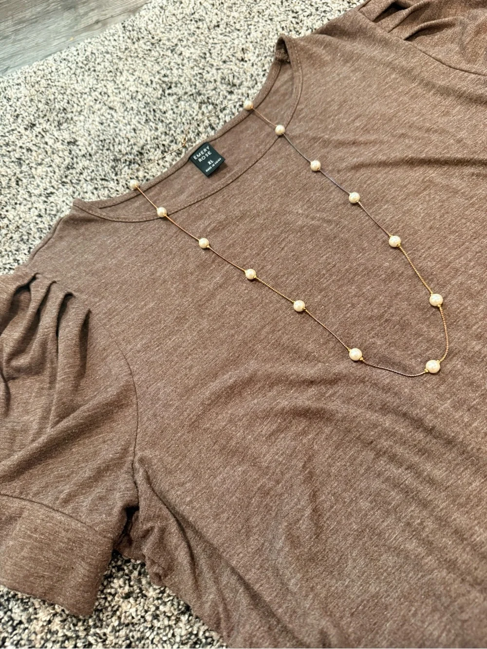 Gold and Cream Bead Long Necklace